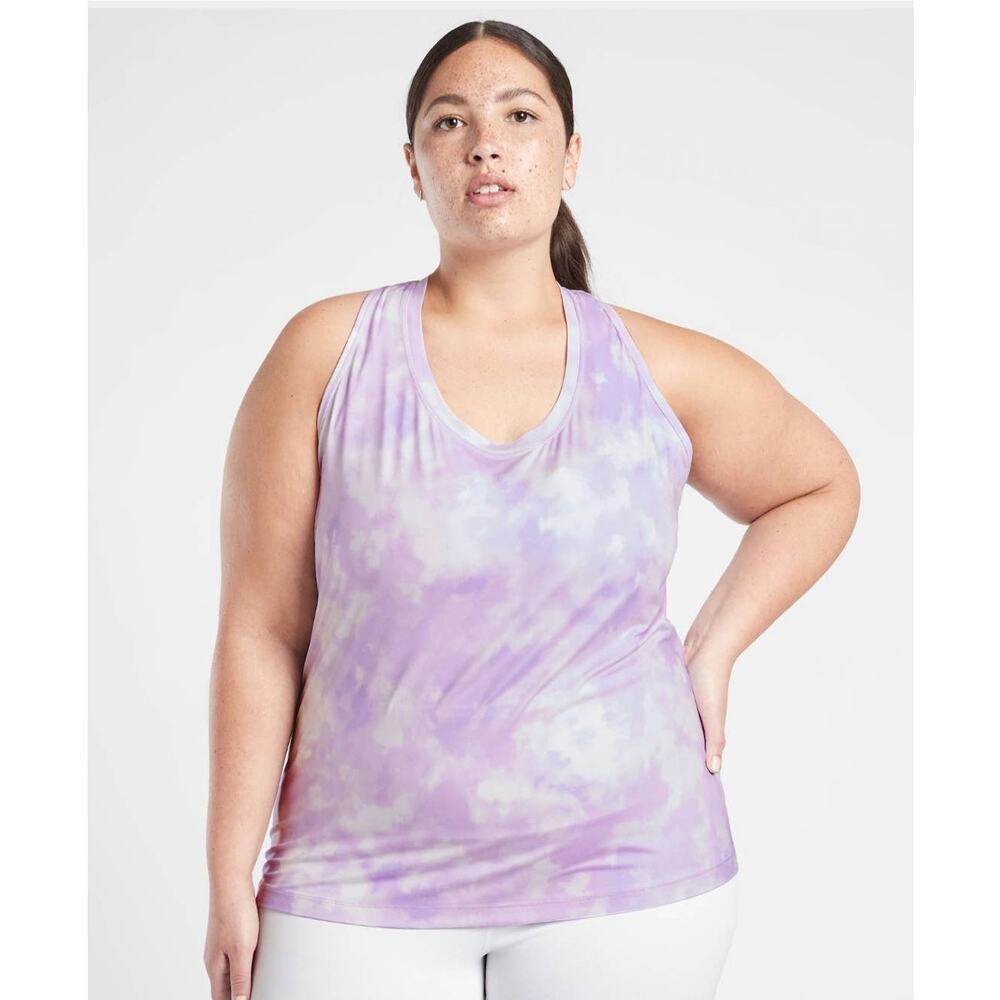 NWT Athleta Nitro Tank Top - 2X - Purple / Bright White - 2X